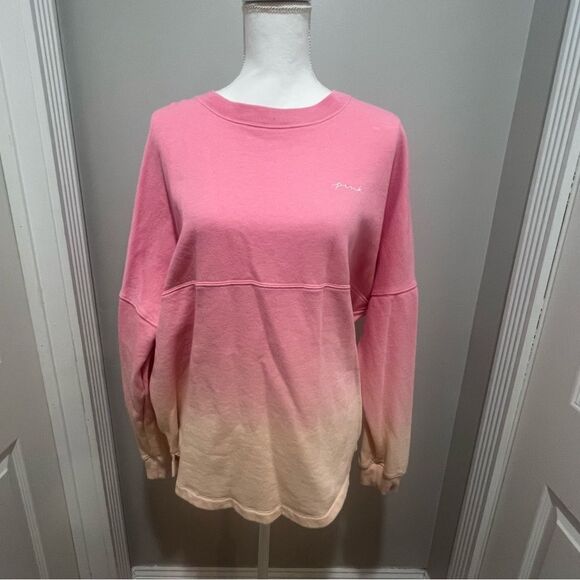 Pink by Victoria secrets women's varsity sweatshirt ombré size medium oversized - Picture 8 of 12